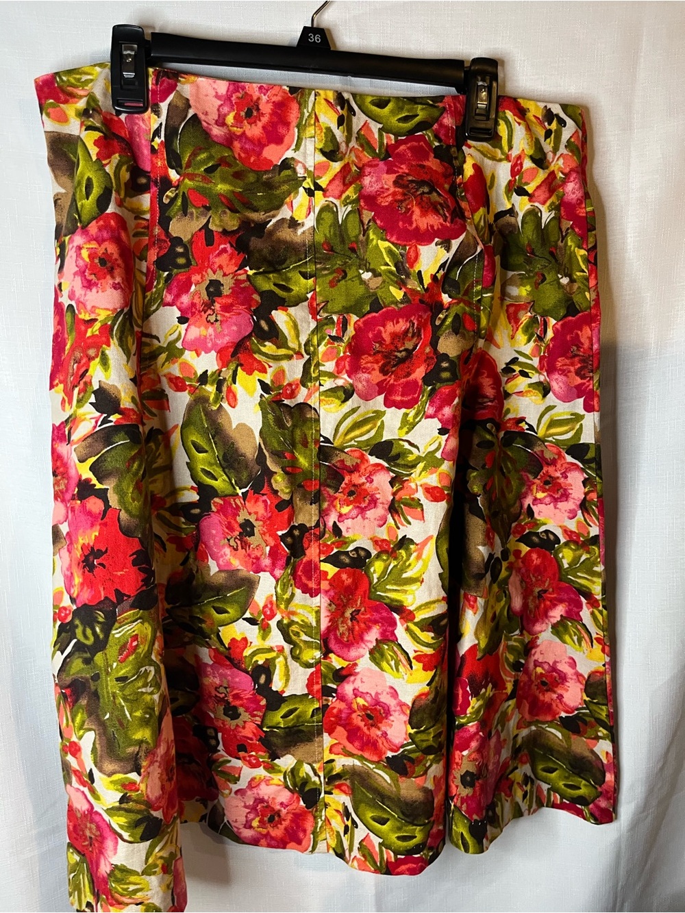 Christopher & Banks Floral A-Line Skirt in Pink, Green & White